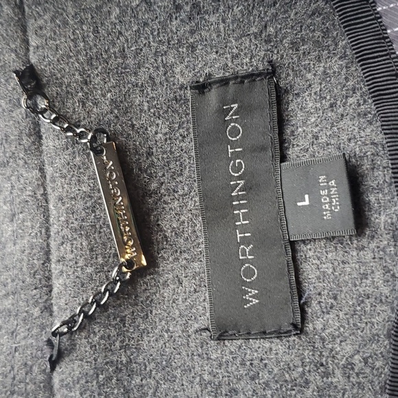 Worthington Gray Wool Blend Asymmetrical Zipper Coat L - Picture 3 of 7